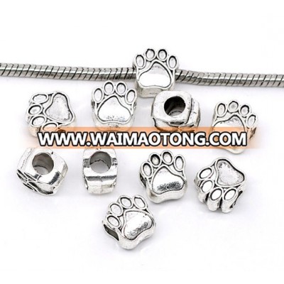 European style antique silver 11mm x 11mm paw wholesale beads