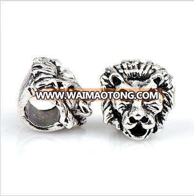 New products 2017 wholesale antique silver lion beads for jewelry making