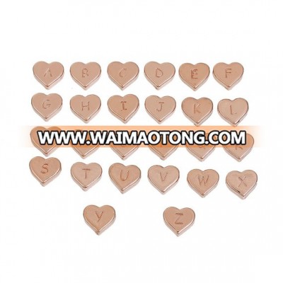 Wholesale cheap rose gold plating heart slide A-Z letter metal alphabet beads